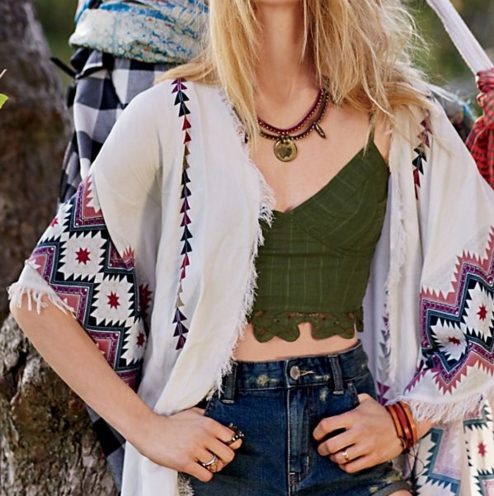 FREE PEOPLE ONE (CORAL) BATTENBURG LACE BRALLETE - Picture 3 of 8